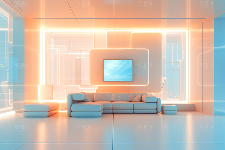 C4D科幻空间模型想象力背景