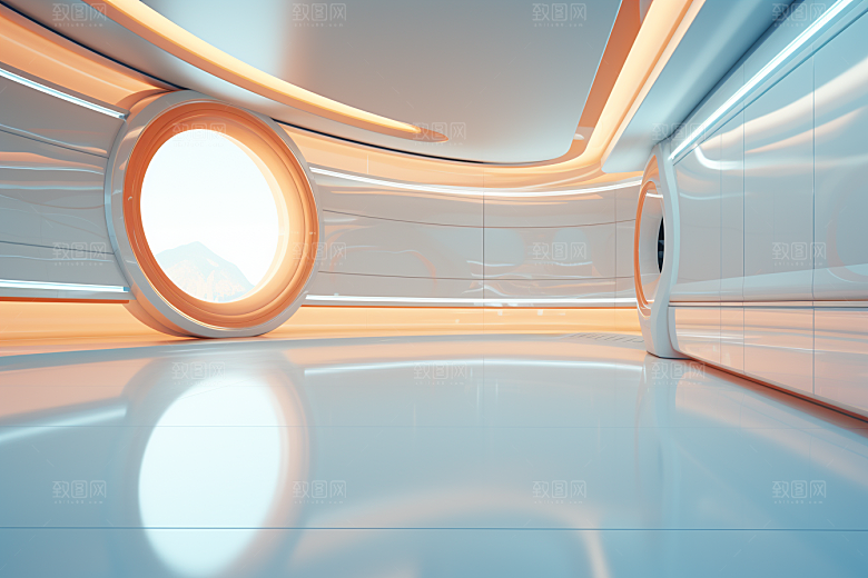 C4D科幻空间立体模型背景