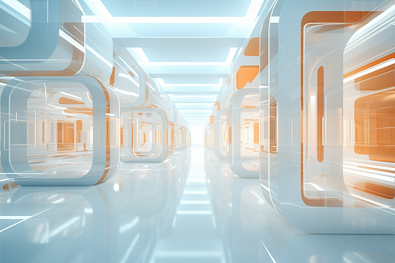 C4D科幻空间3D未来感背景