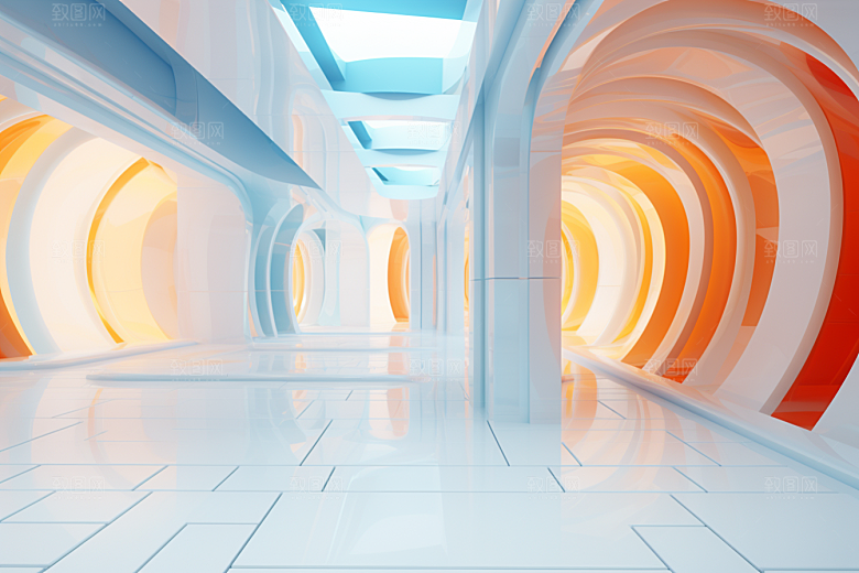 C4D科幻空间未来感效果背景