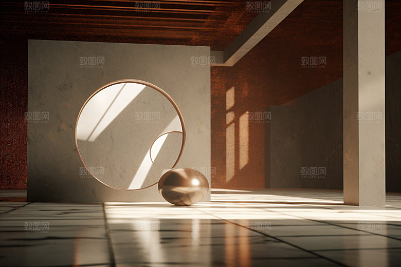 C4D科幻空间立体模型背景