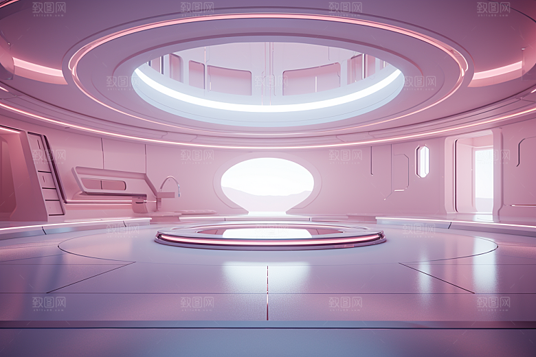 C4D科幻空间空间站幻想场景模型
