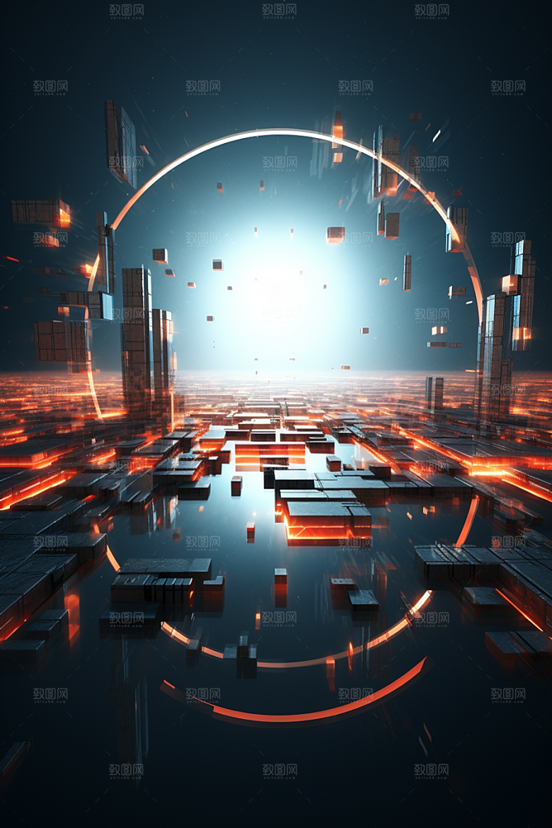 C4D科幻空间幻想空间站场景模型