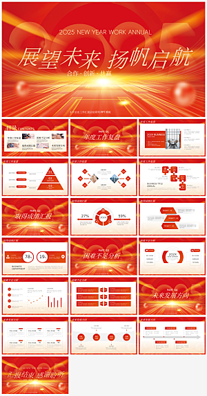 2025蛇年企业年会年终报告PPT幻灯片