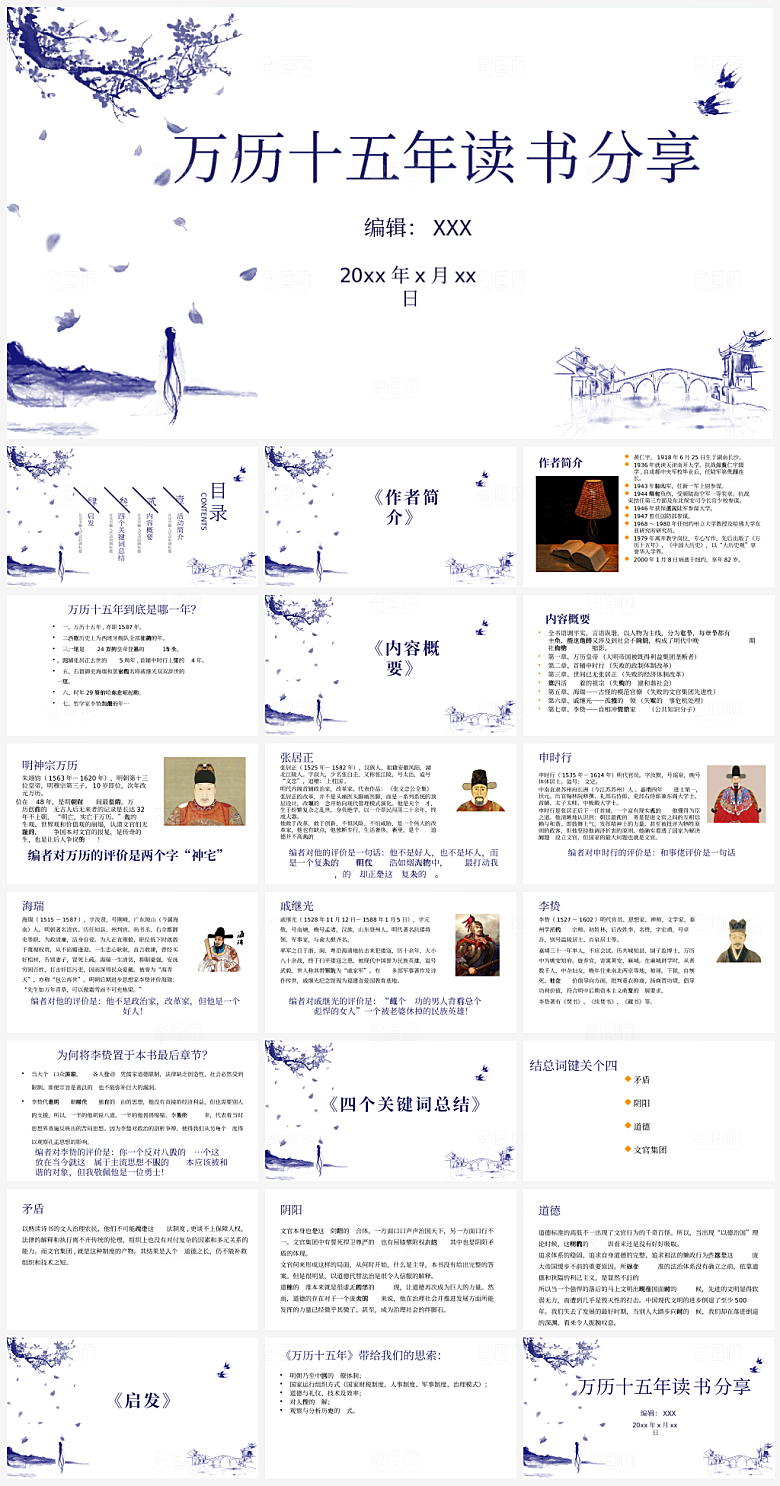 万历十五年读书分享PPT模板