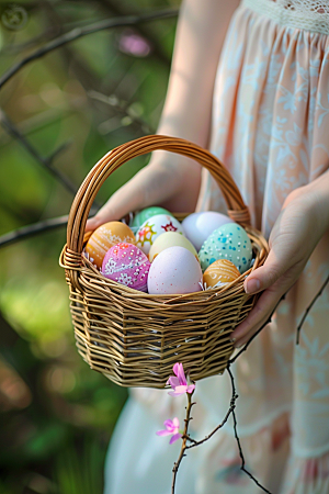 复活节彩蛋自然鸡蛋摄影图