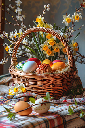 复活节彩蛋鸡蛋象征摄影图