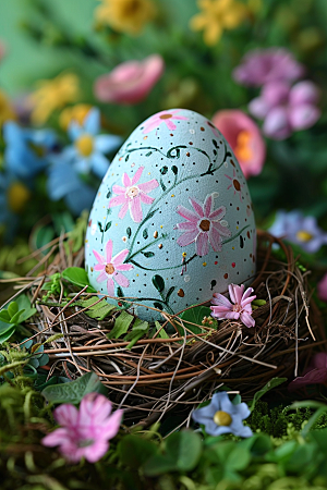 复活节彩蛋彩绘鸡蛋摄影图