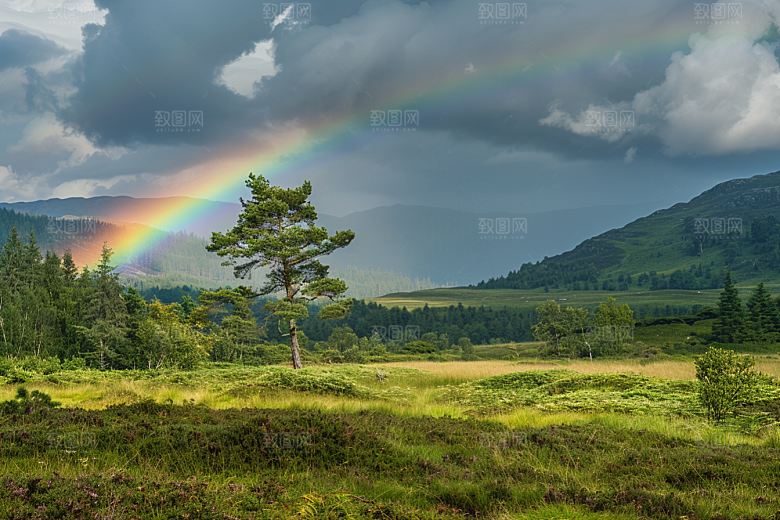 彩虹风光霓虹雨过天晴摄影图