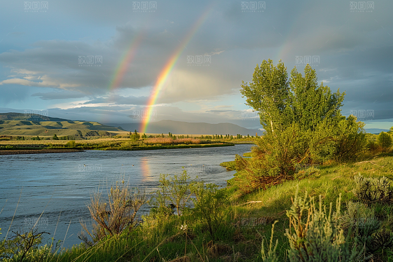 彩虹风光雨过天晴霓虹摄影图