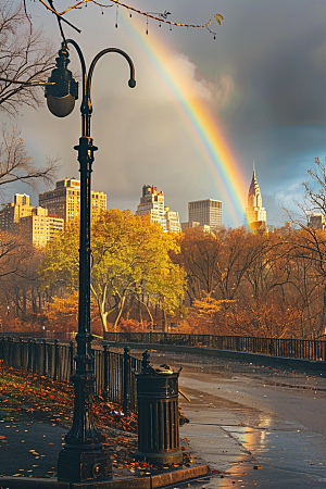 彩虹风光霓虹户外摄影图