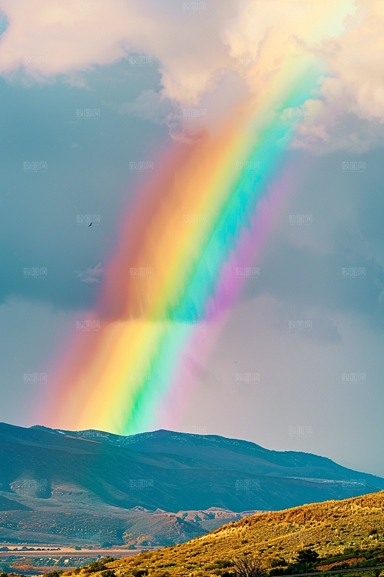 彩虹风光高清雨后晴空摄影图