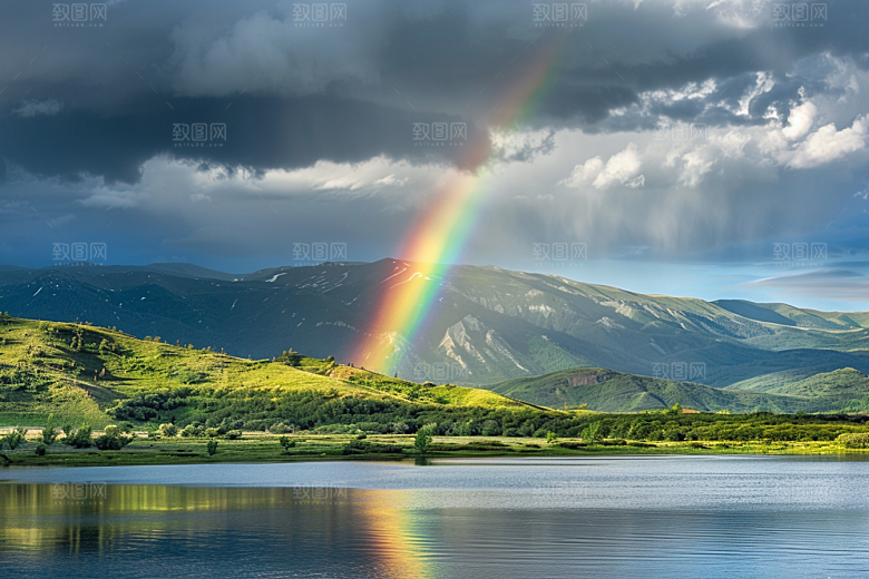 彩虹风光雨后晴空唯美摄影图