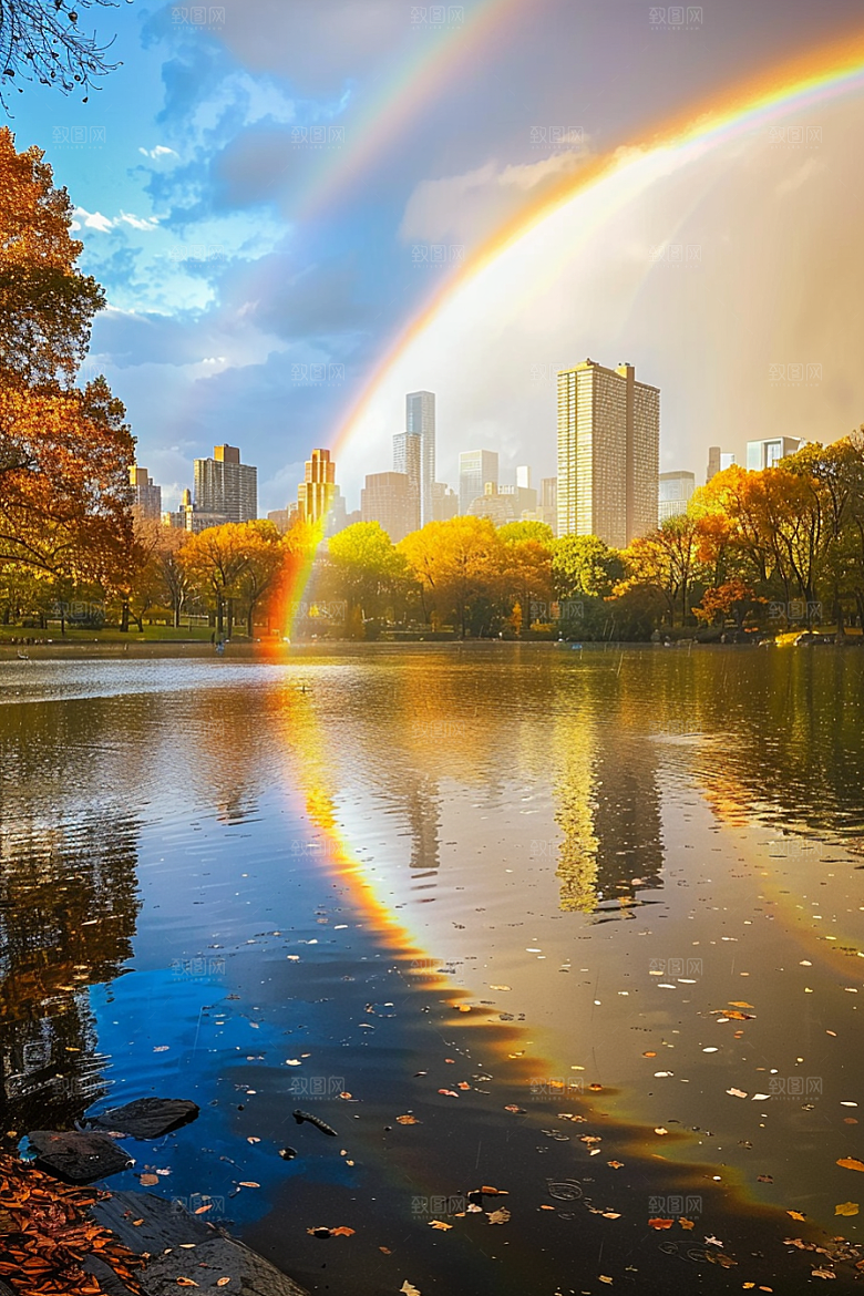 彩虹风光霓虹美景摄影图