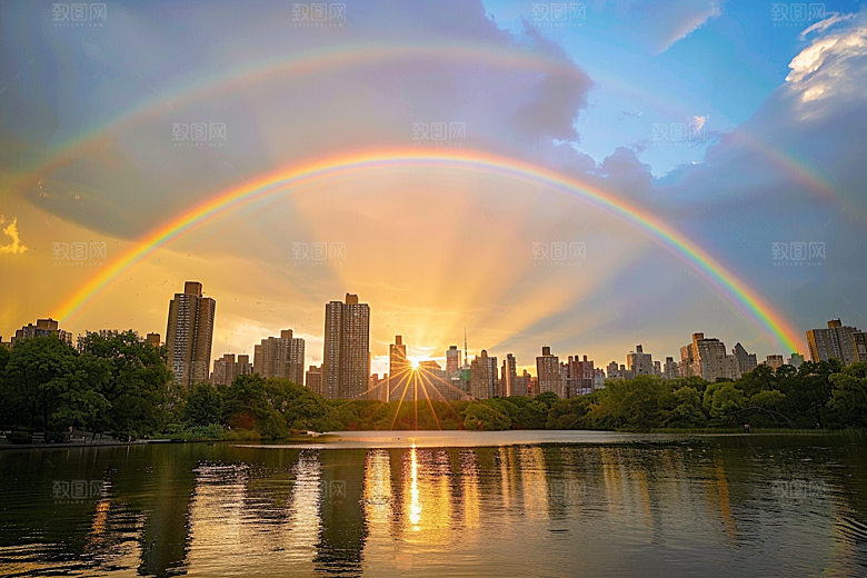 彩虹风光晴天景色摄影图