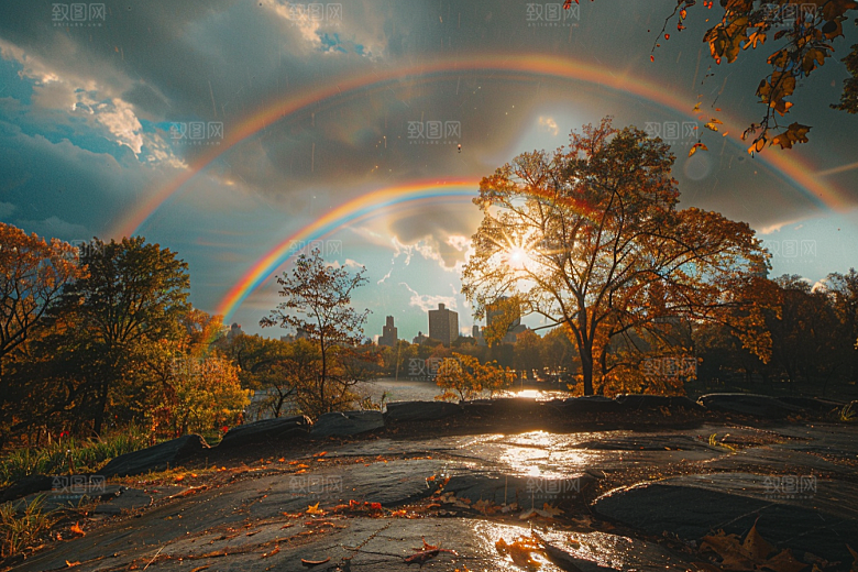 彩虹风光晴天景色摄影图