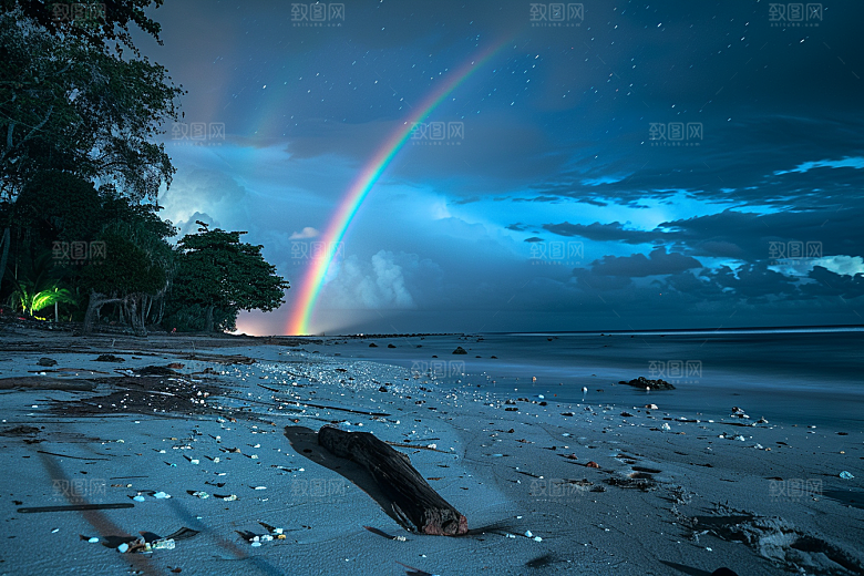 彩虹风光雨后晴空大片摄影图