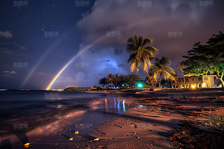 彩虹风光自然雨后晴空摄影图