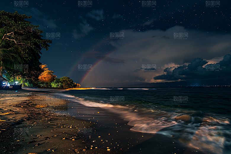 彩虹风光雨后晴空美景摄影图