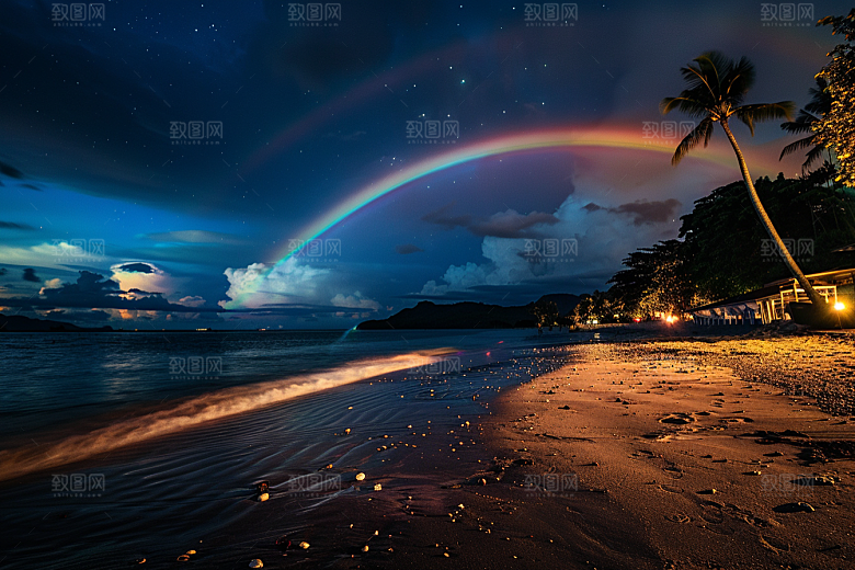 彩虹风光雨后晴空霓虹摄影图