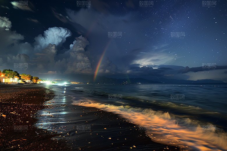 彩虹风光霓虹雨后晴空摄影图