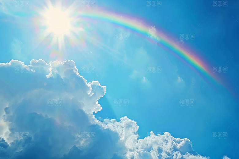 彩虹风光雨后晴空景色摄影图