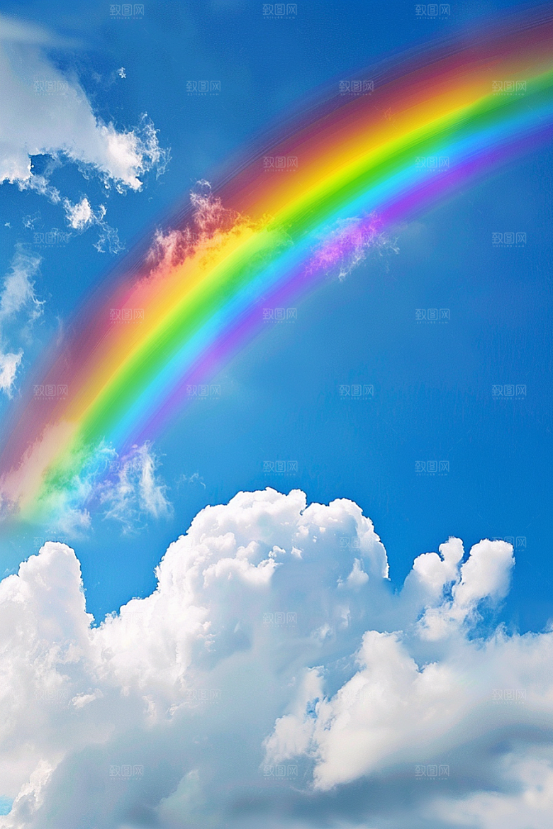 彩虹风光雨后晴空高清摄影图