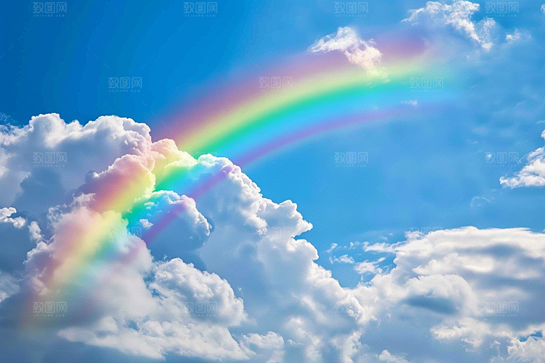 彩虹风光雨后晴空景色摄影图