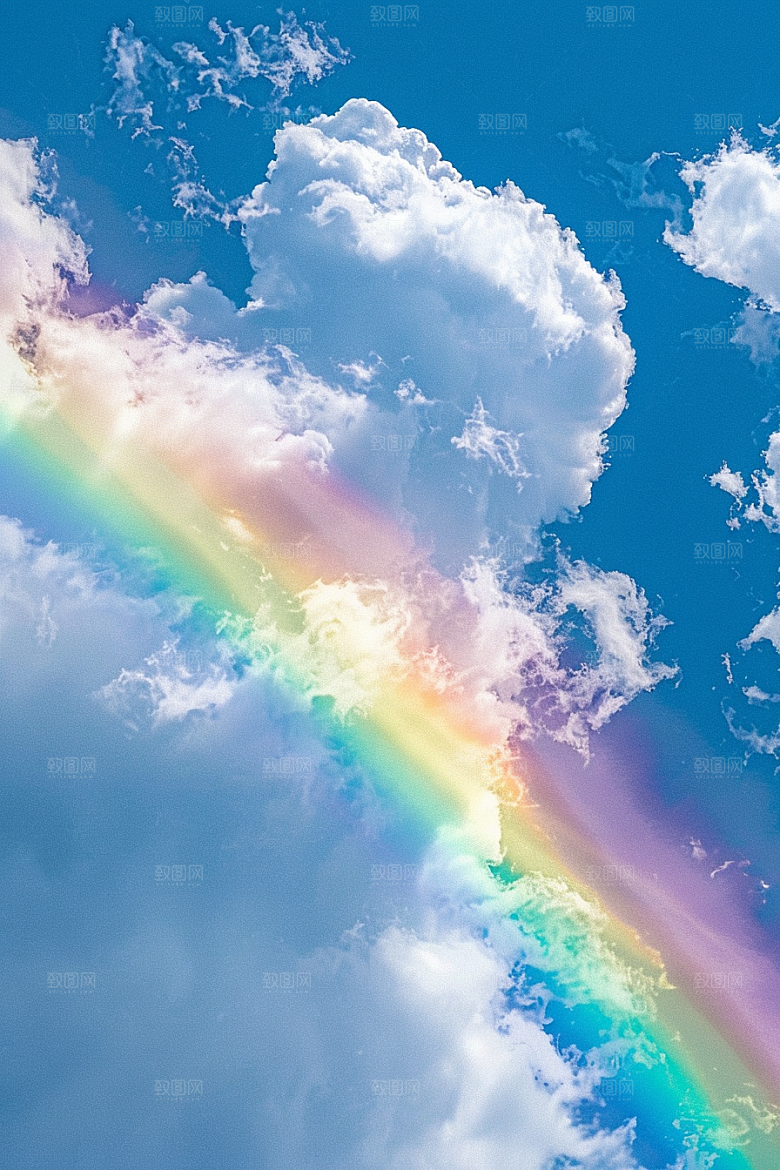 彩虹风光美景雨后晴空摄影图