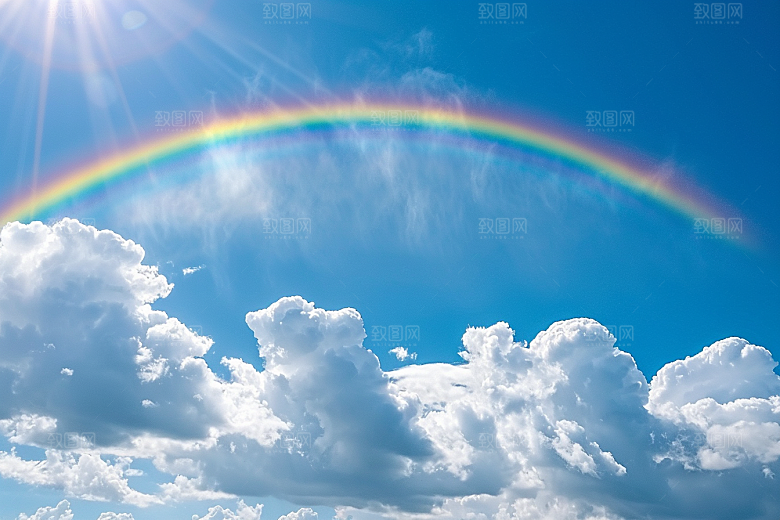 彩虹风光雨后晴空自然摄影图