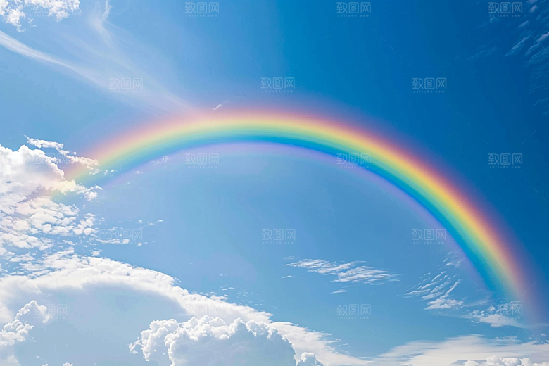 彩虹风光雨后晴空美景摄影图