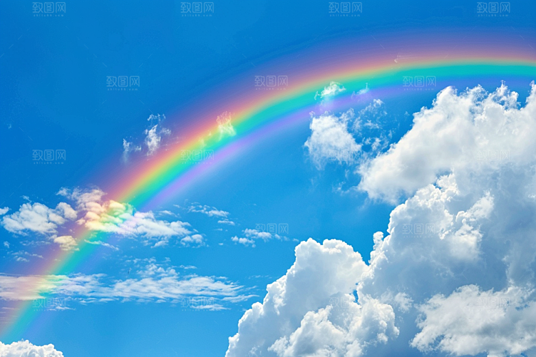 彩虹风光景色雨后晴空摄影图