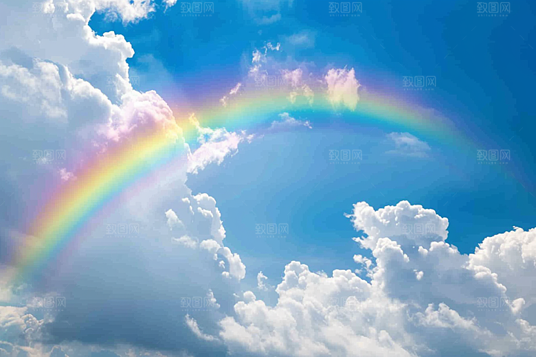 彩虹风光雨后晴空晴天摄影图
