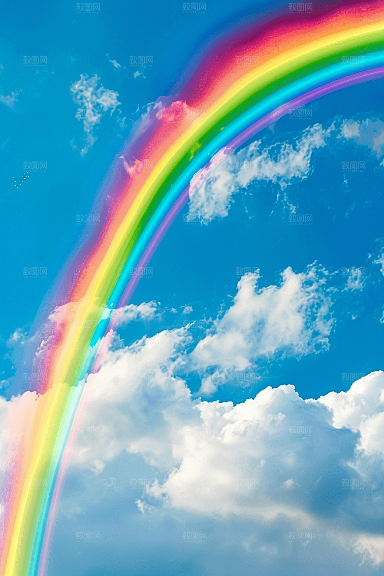 彩虹风光七彩雨后晴空摄影图