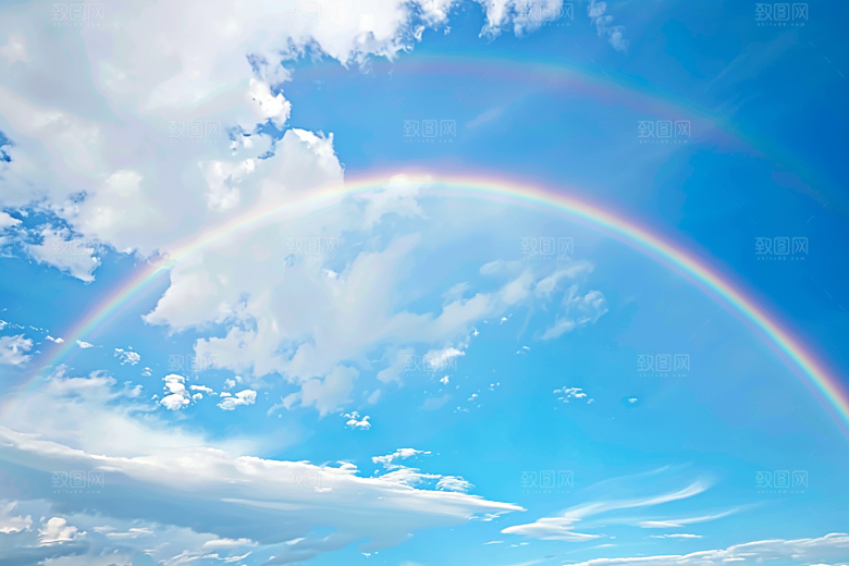 彩虹风光唯美雨后晴空摄影图