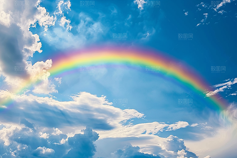 彩虹风光高清雨后晴空摄影图