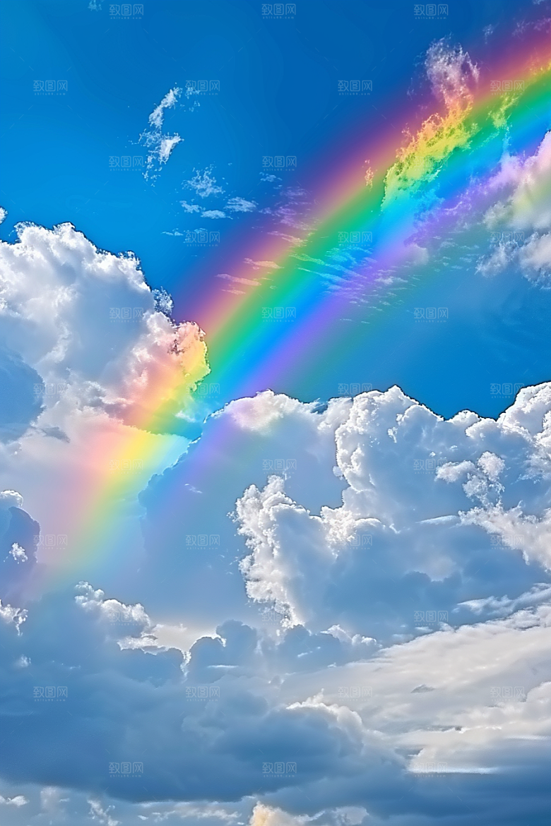 彩虹风光高清雨后晴空摄影图