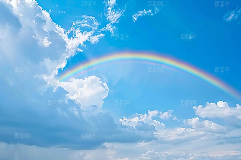 彩虹风光雨后晴空高清摄影图