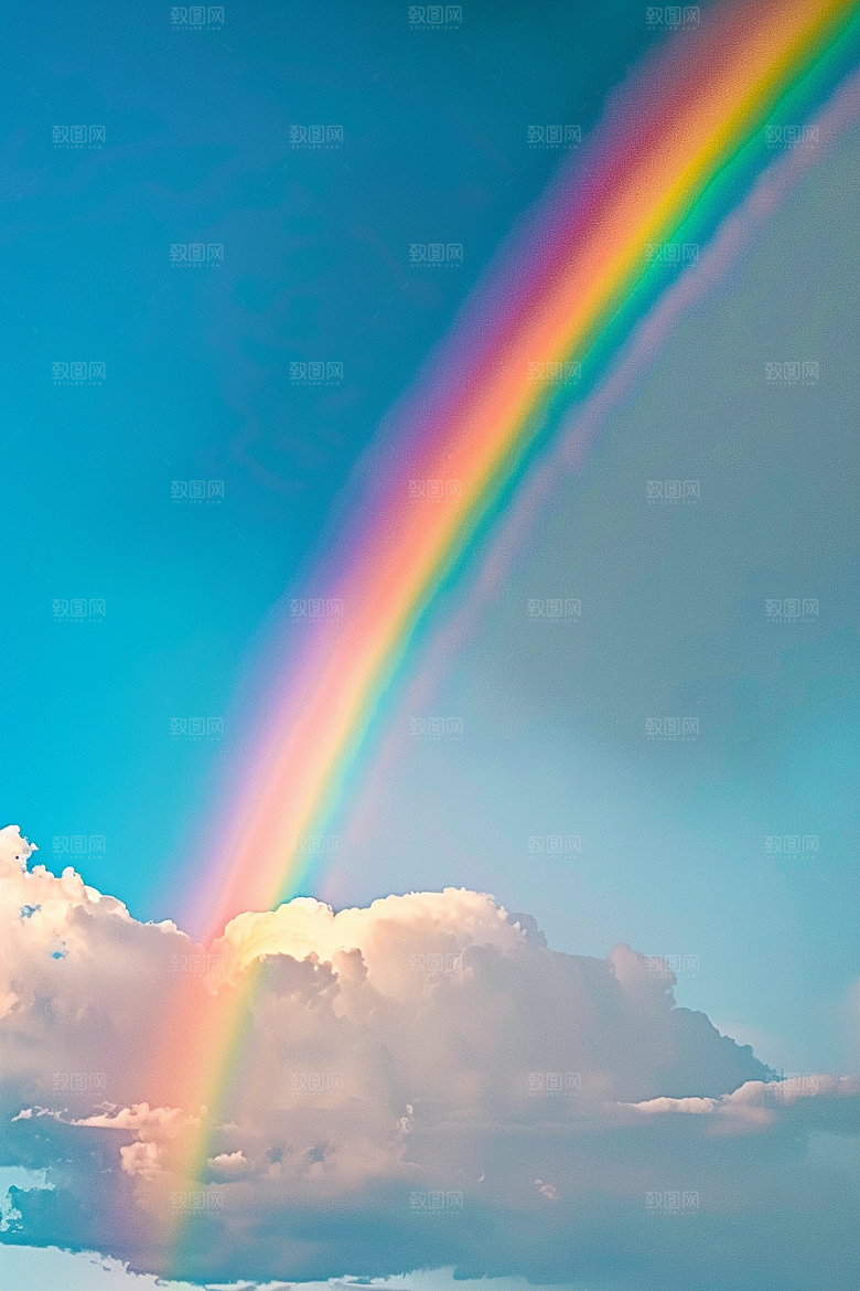 彩虹风光雨后晴空自然摄影图