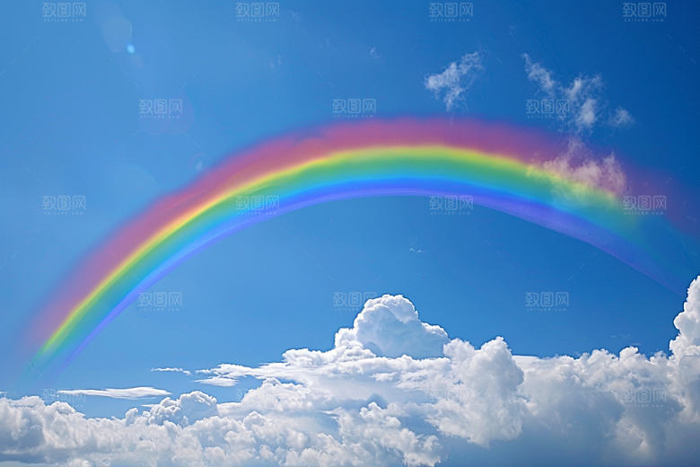 彩虹风光大片雨后晴空摄影图