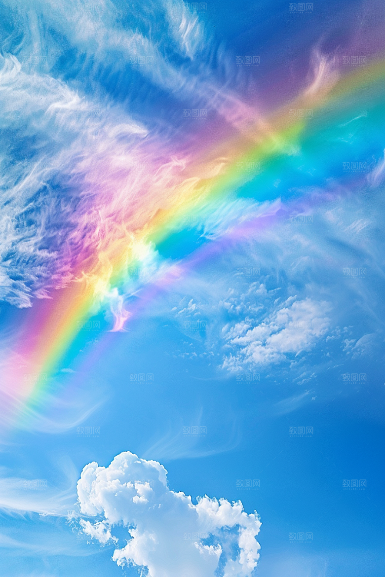 彩虹风光高清雨后晴空摄影图