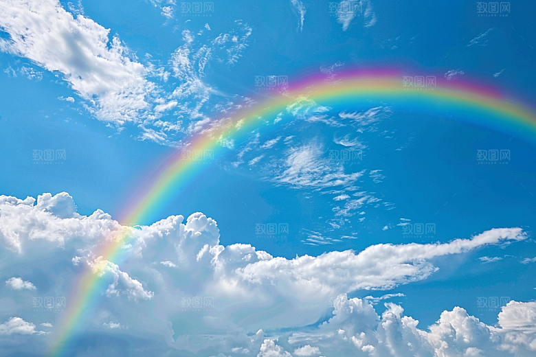 彩虹风光雨后晴空美景摄影图