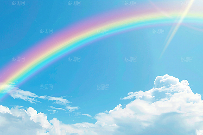 彩虹风光雨后晴空晴天摄影图