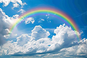 彩虹风光七彩晴天摄影图