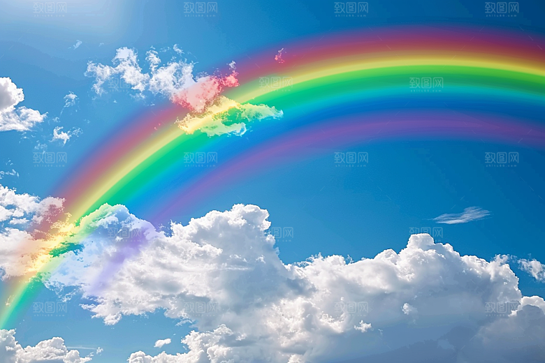 彩虹风光雨后晴空美景摄影图