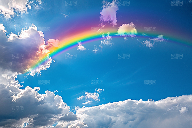彩虹风光高清雨后晴空摄影图