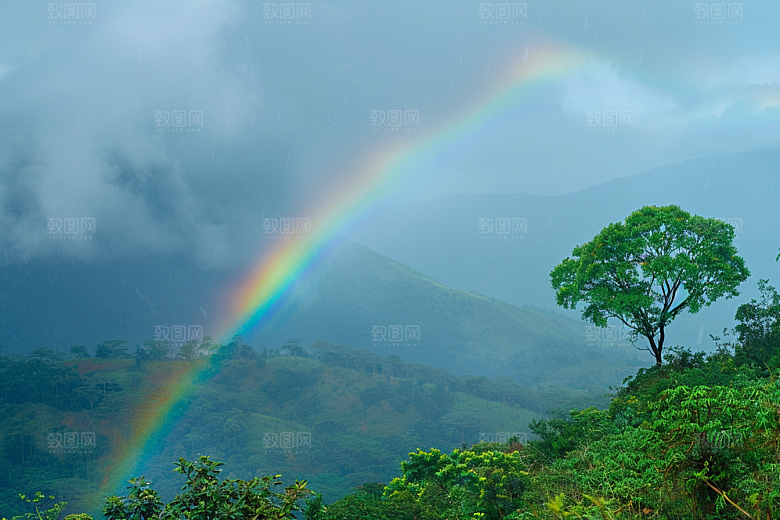 彩虹风光雨后晴空大片摄影图