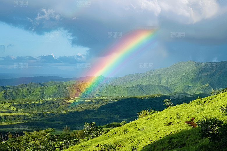 彩虹风光自然雨后晴空摄影图