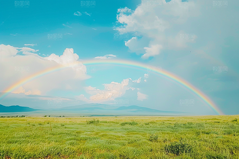 彩虹风光美景雨后晴空摄影图