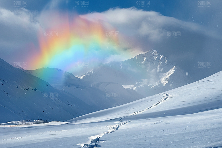 彩虹风光霓虹雨后晴空摄影图